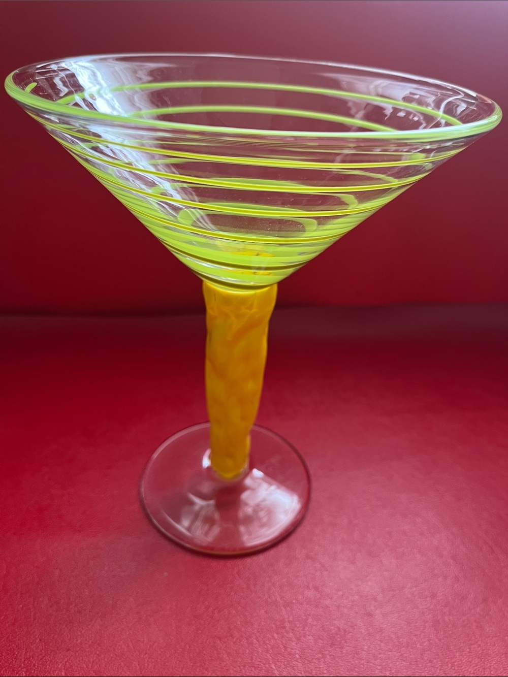 Pean Doubulyu Wonkie Jimmie Ware Swirl Martini Glass Signed